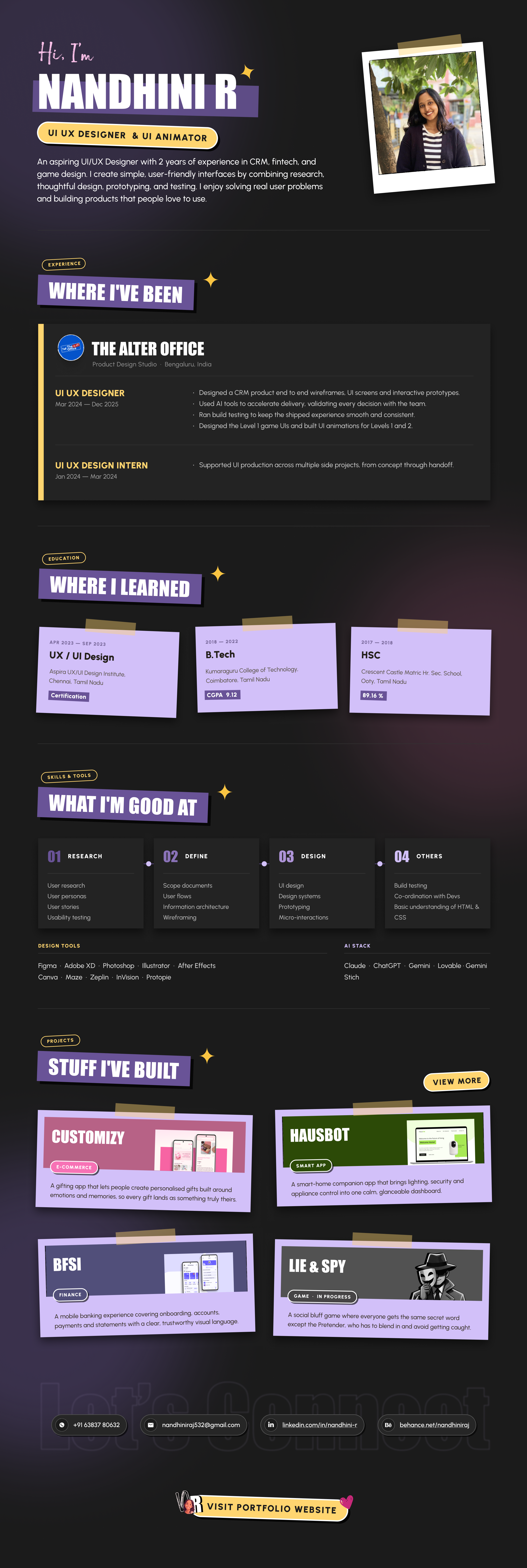 Nandhini R — UI UX Designer and animator resume